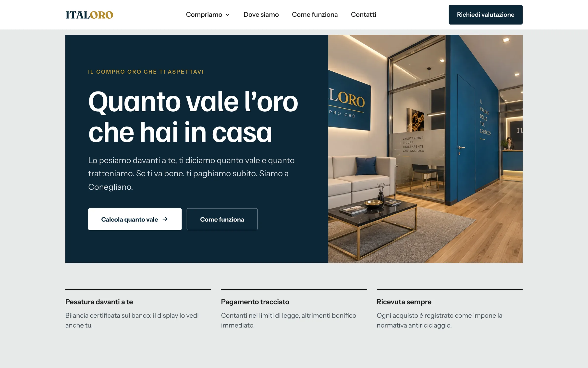 Italoro: pagina su computer