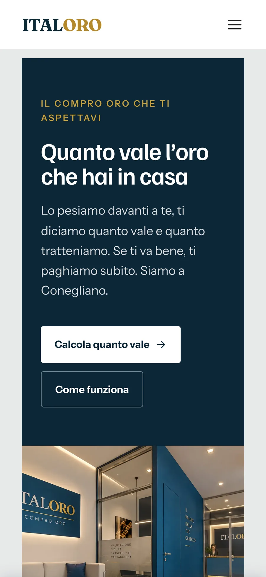 Italoro: pagina su telefono